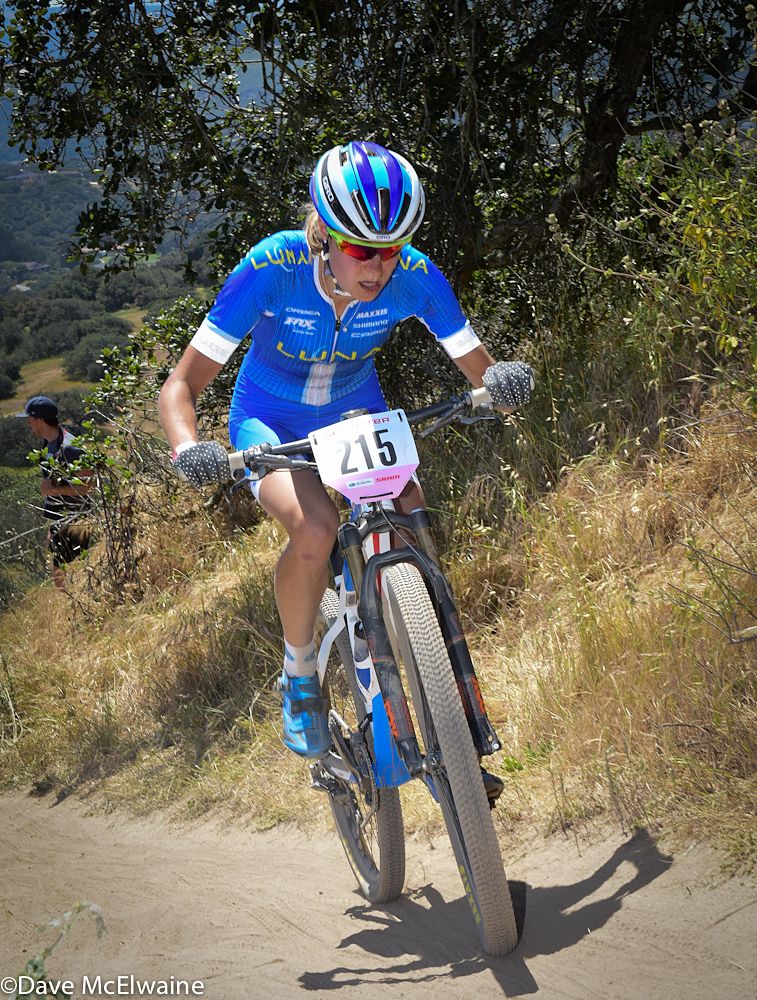Young Maghalie Rochette (Luna Pro Team) riding well halfway through the race