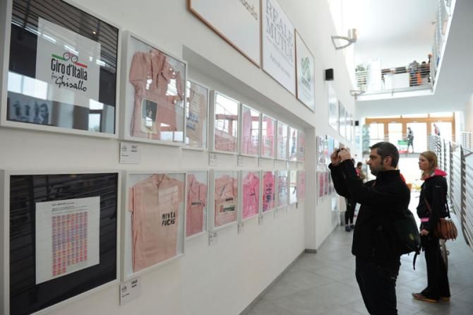 A wall of pink jerseys