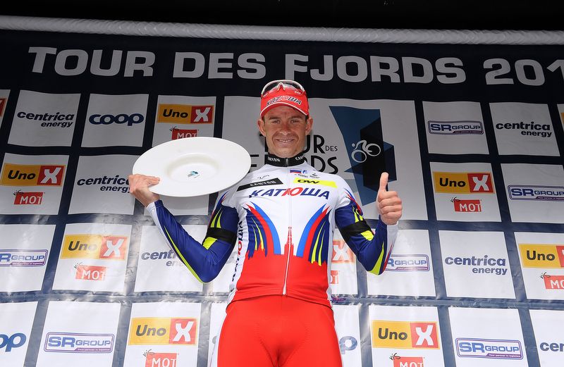 Alex Kristoff celebrates his stage win