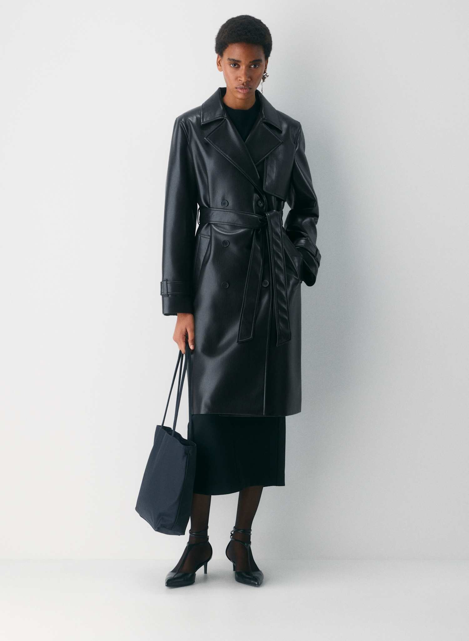 100% Leather Trench Coat With Belt