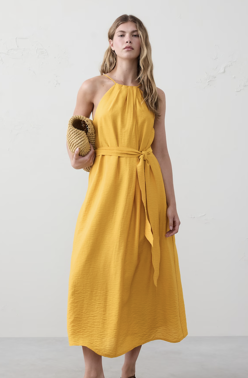 Banana Republic Factory, Pleated-Neck Midi Dress