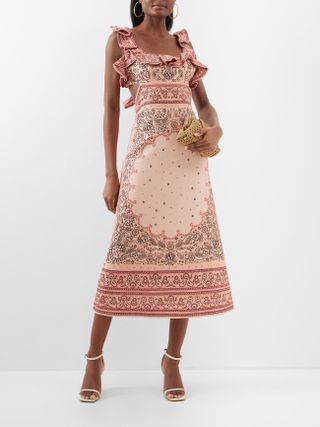 Matchmaker paisley-print linen midi dress