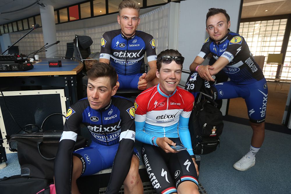 Etixx-QuickStep riders wait for their introduction