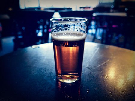 A pint on a table