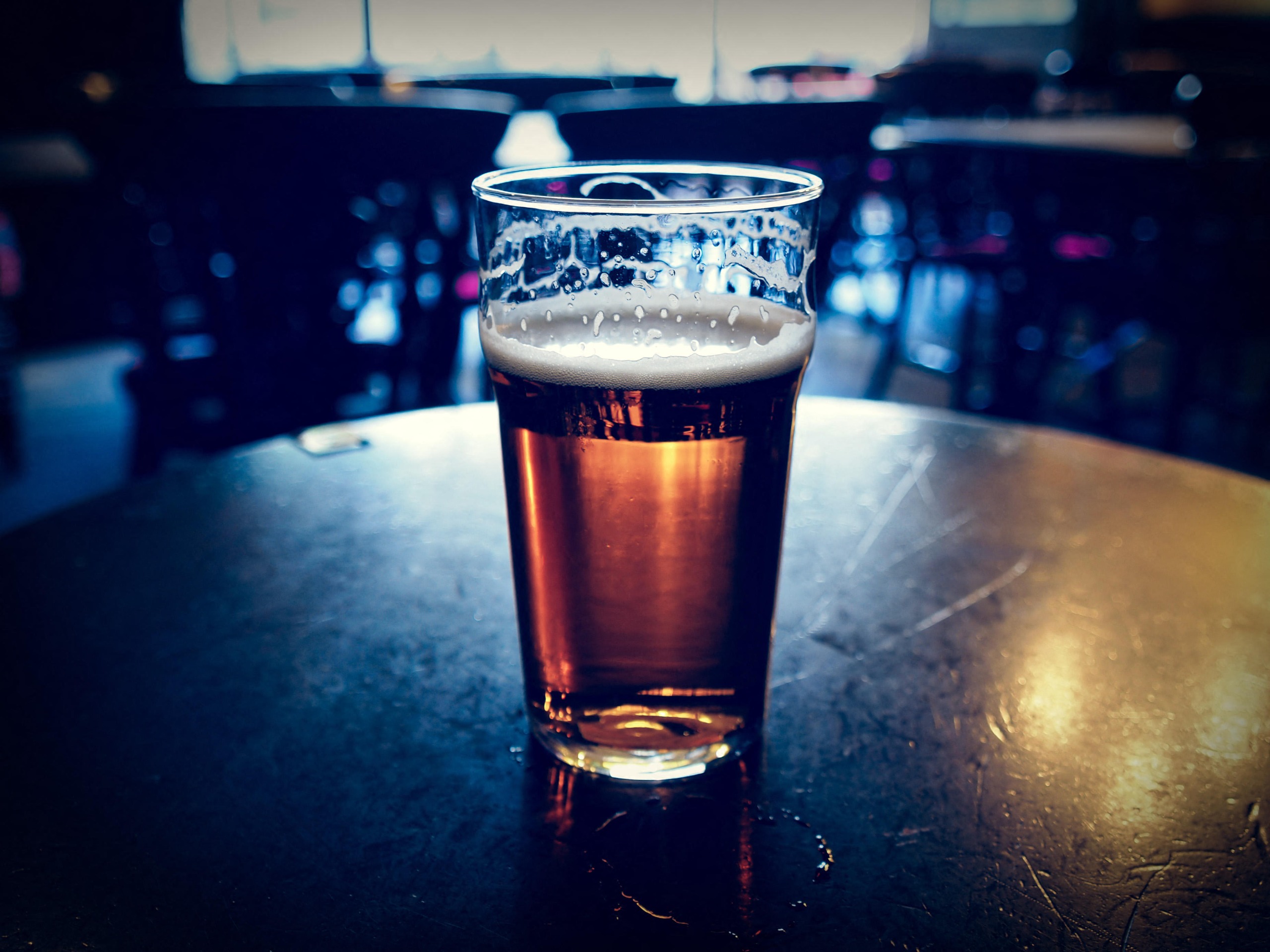 A pint on a table