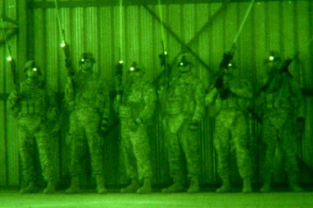 U.S. soldiers train with infrared lasers in 2009. 