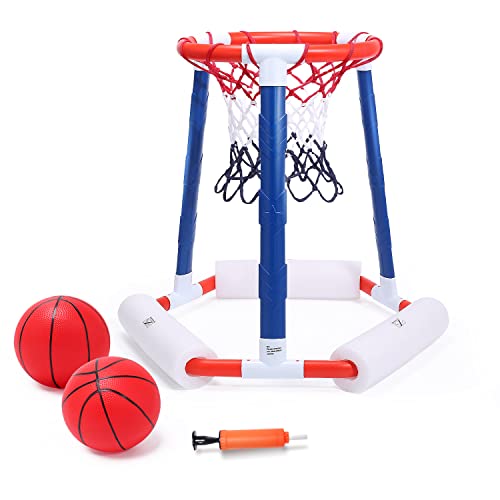 Eaglestone Pool Basketball Hoop, Toddler Basketball Hoop Indoor for Kids Adults With 2 Pool Balls and Pump, Floating Inflatbale Basketball Games for Swimming Pool Outdoor Play Age 8-12