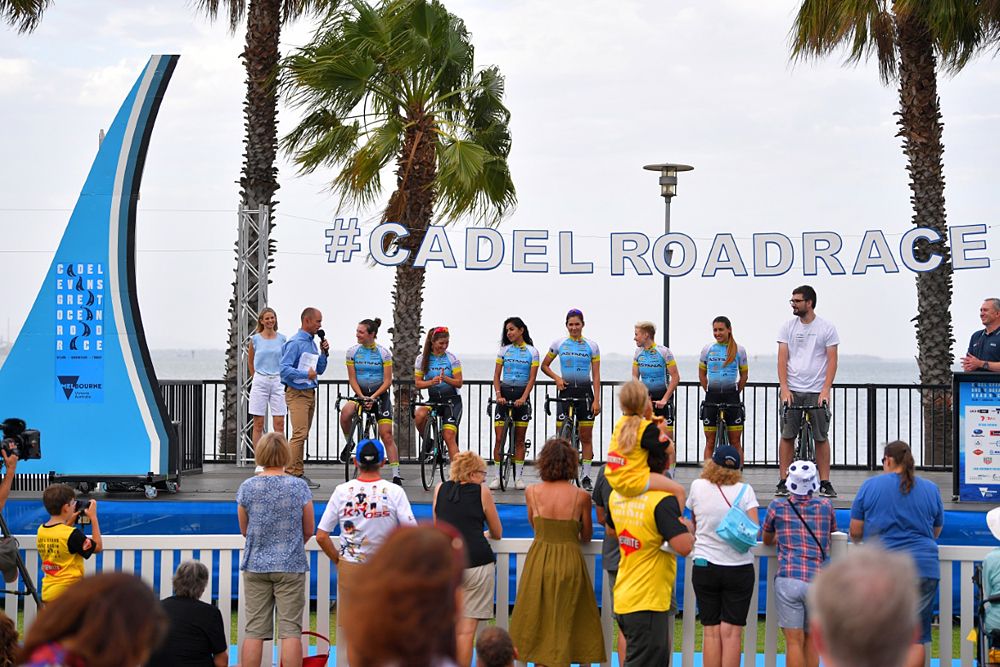 Astana Women's Team take the stage at the Cadel Evans Great Ocean Road Race presentation