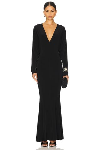 Dolman V Neck Fishtail Gown