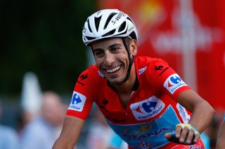 A happy Fabio Aru following the Vuelta's final stage.