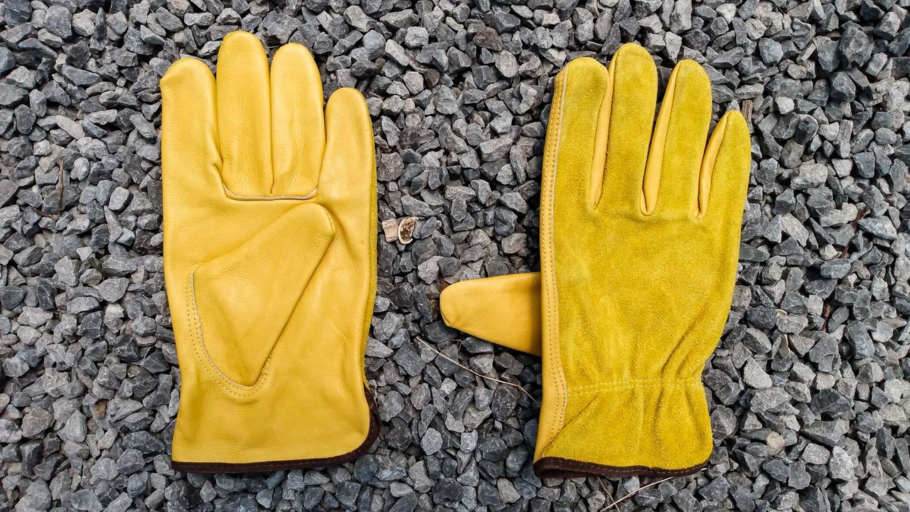 OZERO Leather Work Gloves Flex Grip Tough Cowhide Gardening Glove for Men and Women