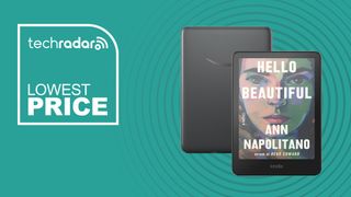 Kindle Colorsoft on a green background