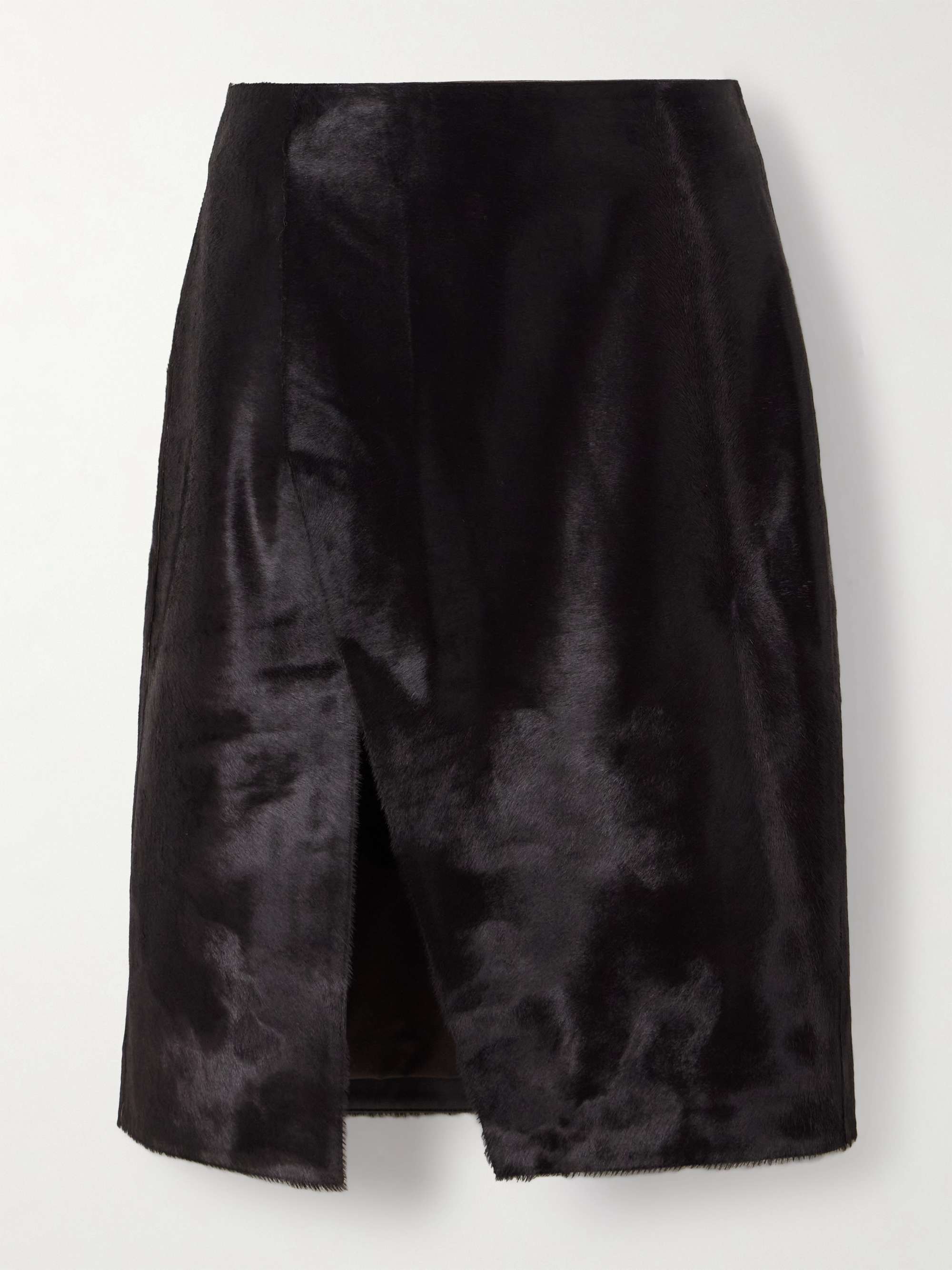 Myra Wrap-Effect Calf Hair Midi Skirt