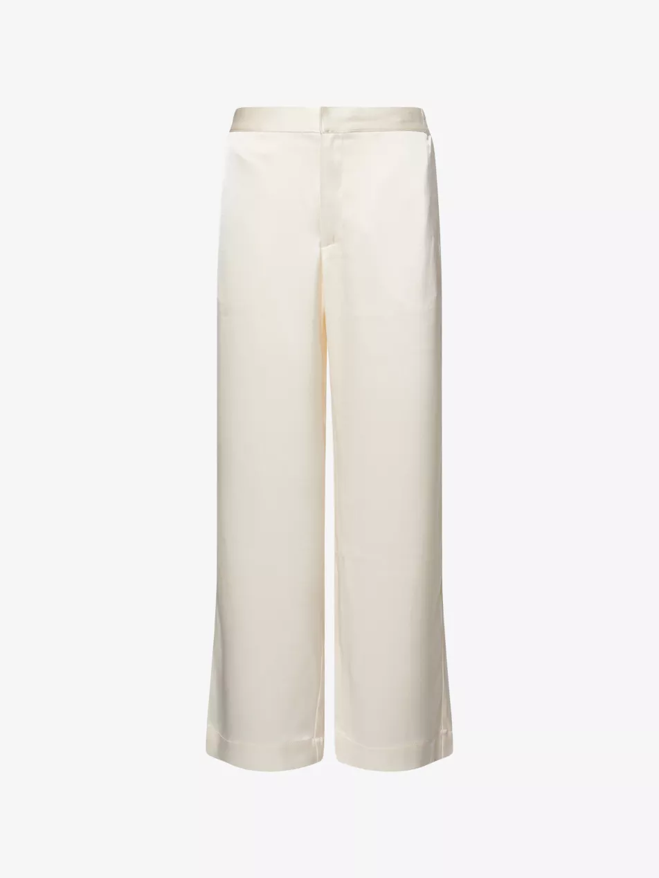 Satin Wide-Leg Woven Trousers - Xs