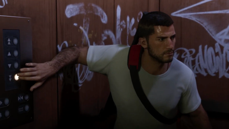 Jason presses the elevator button