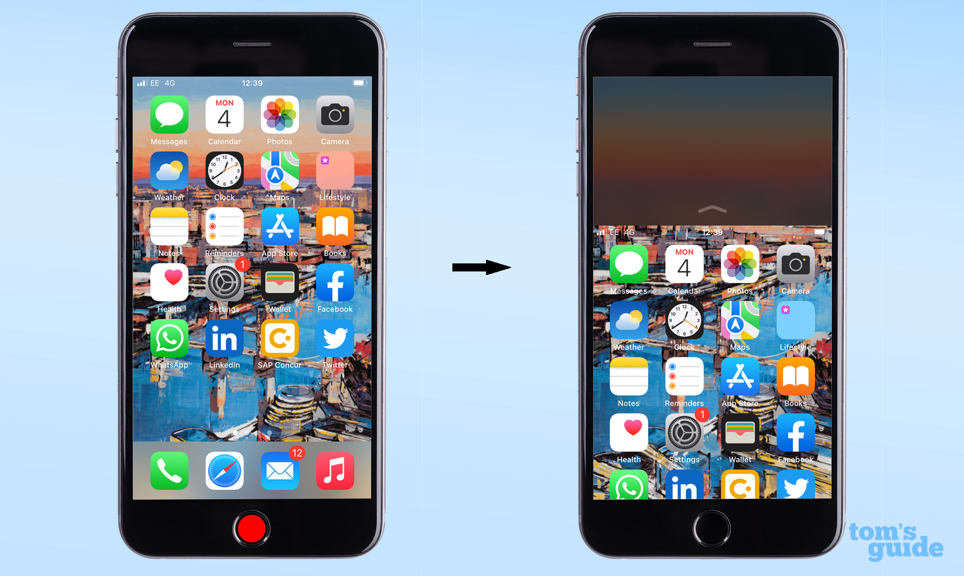 Иллюстрация того, как заставить Touch ID iPhone активировать доступность