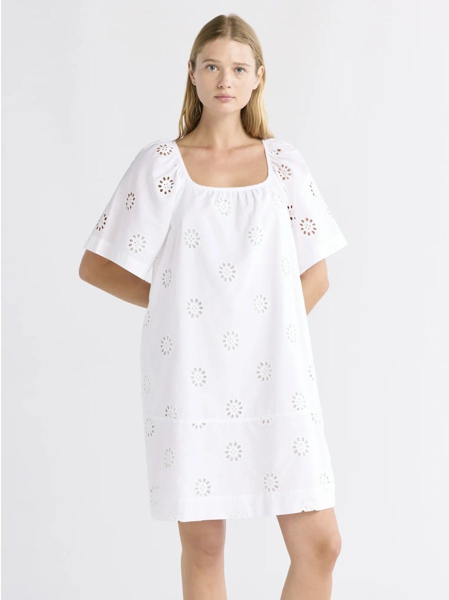 Free Assembly, Free Assembly Women's Square Neck Eyelet Mini Dress With Short Sleeves, Sizes Xs-Xxl