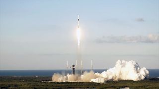 A SpaceX Falcon 9 rocket carrying 22 Starlink satellites lifts off from Cape Canaveral Space Force Station in Florida on Saturday, Oct. 26, 2024.