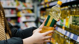 Buying sunflower oil in the supermarket