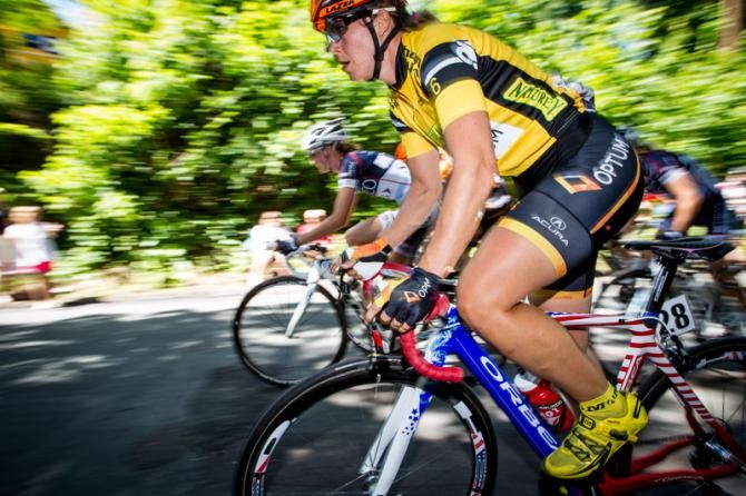 Jade Wilcoxson (Optum) on the front on the climb.