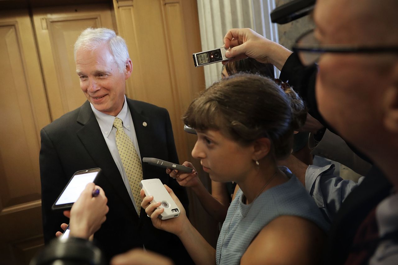 Sen. Ron Johnson talks to reporters