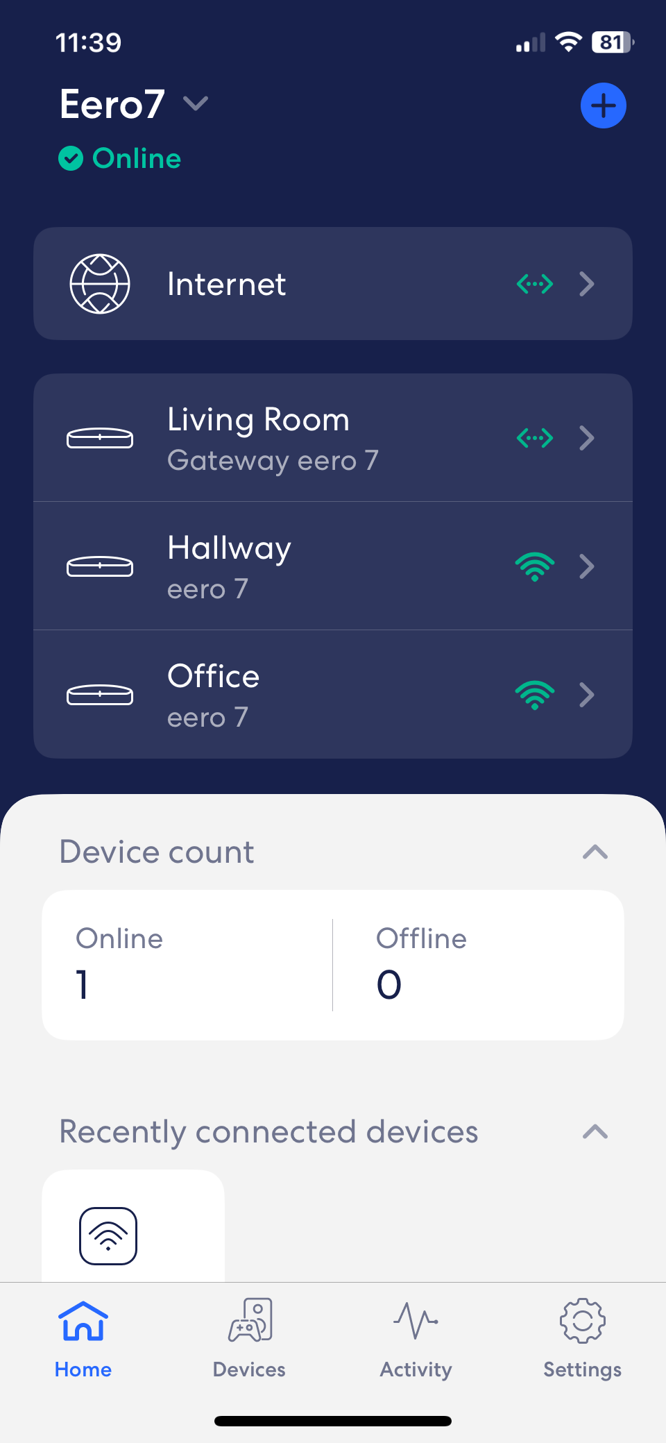 Eero 7 app homepage