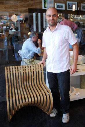 Lattoog designer Leonardo Lattavo with the ’Pantosh’ chair