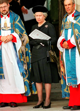 Queen Elizabeth II and the Queen Mother outside Westminster Abbey, London for the funeral of Diana, Princess of Wales on September 6, 1997