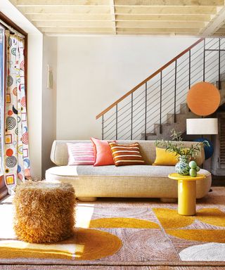 Living room rug ideas with colorful furniture