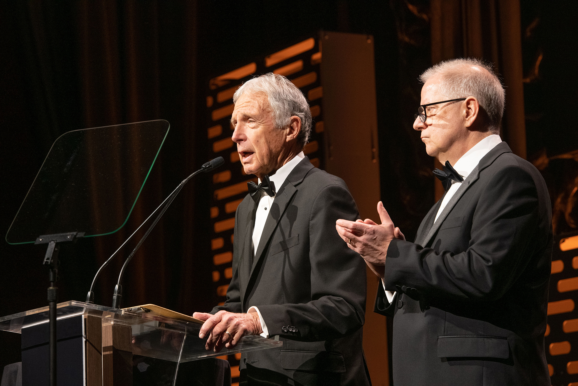 Bill McGorry (left) and Kent Gibbons during the 2022 B+C Hall of Fame