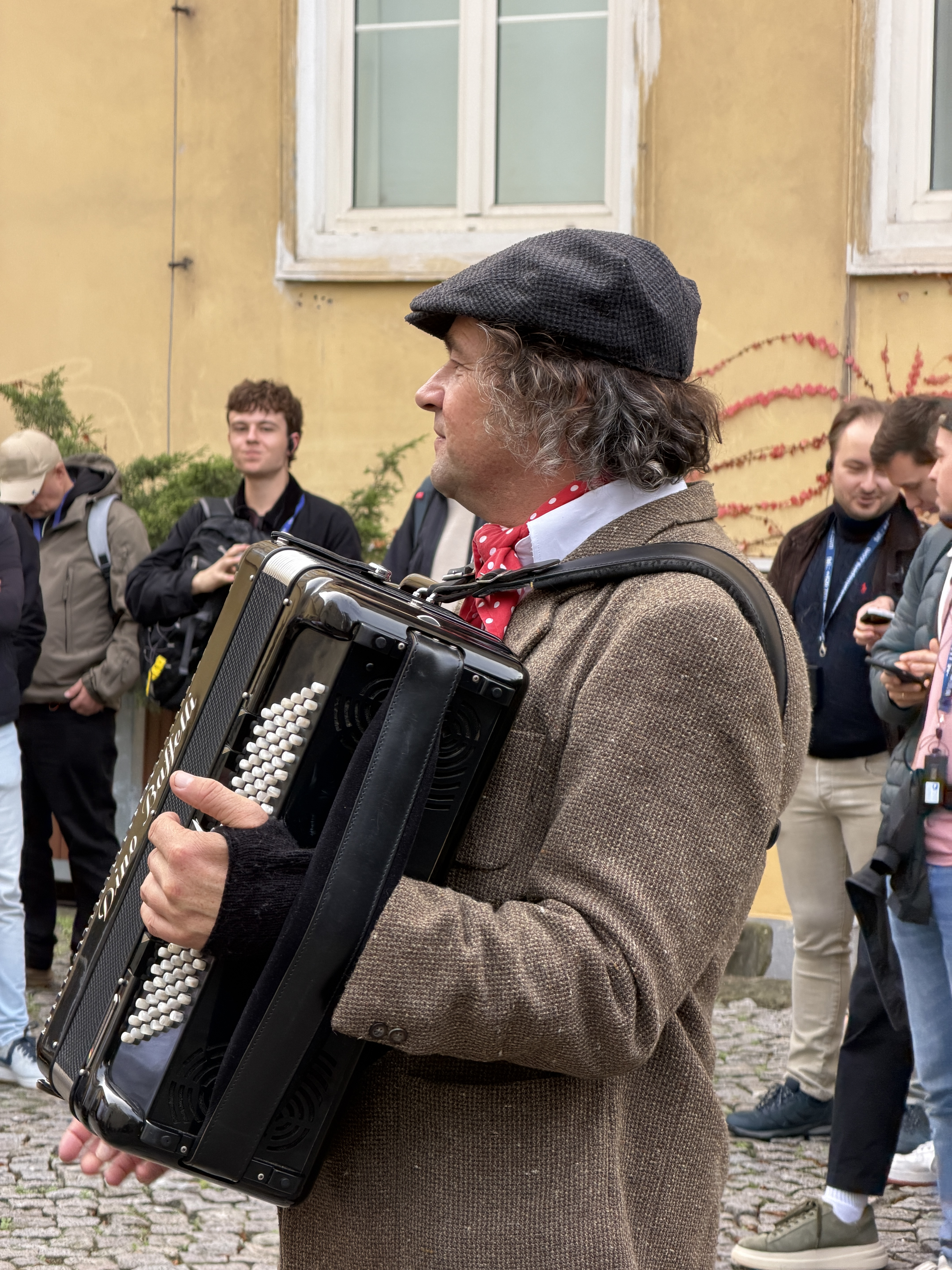 An accordion player in Prague