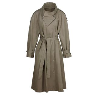 dark green trench coat