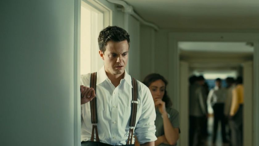 jack Quaid looking shocked in Oppenheimer