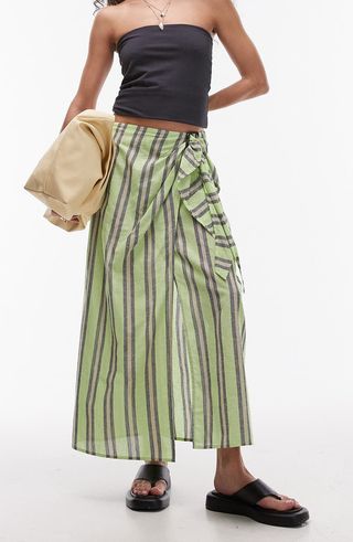 Stripe Sarong Maxi Skirt
