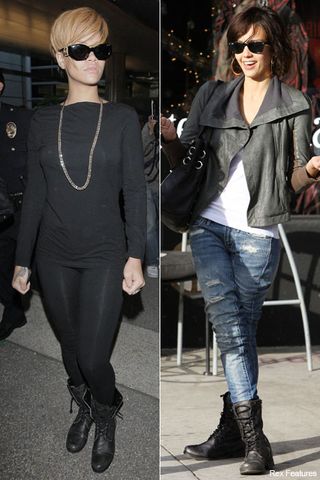 Rihanna and Jessica Alba - Trend: Celebrities in All Saints Military Boots - Marie Claire