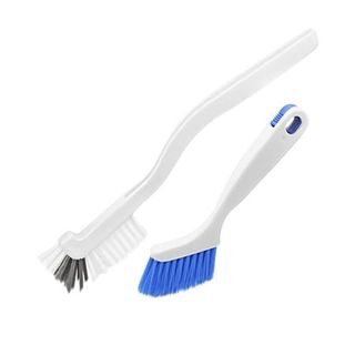 Crevice Cleaning Brush with white and gray Small Stiff Scrub Brushes With Handle for Cleaning and Sink Scrubbing Brush with blue bristles