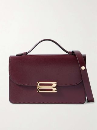 Victoria Beckham Burgundy Dorian Leather Mini Shoulder Bag