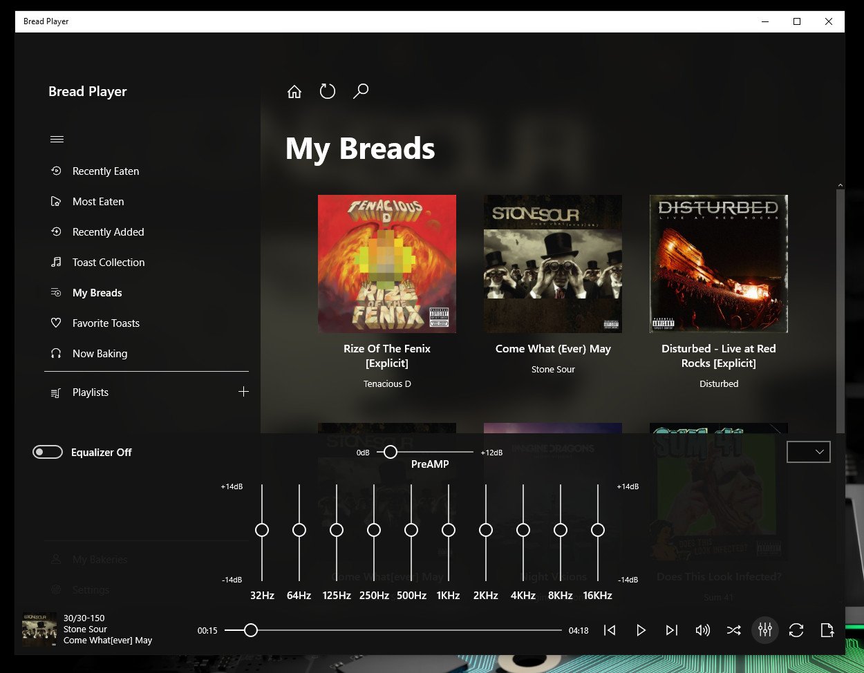 Проигрыватель для windows 10 на русском. Bread Player. Аудио проигрыватель для виндовс 10. Music Player Windows. Проигрыватель музыки крафт.