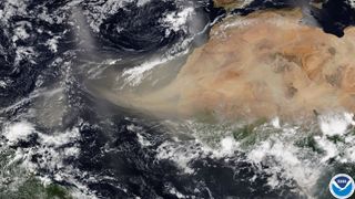Saharan dust plume, seen by the NOAA-20 satellite on June 17, 2020.