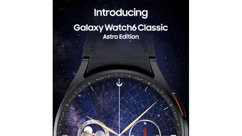 Samsung Galaxy Watch 6 Classic Astro Edition showing its astrolabe-inspired watch face