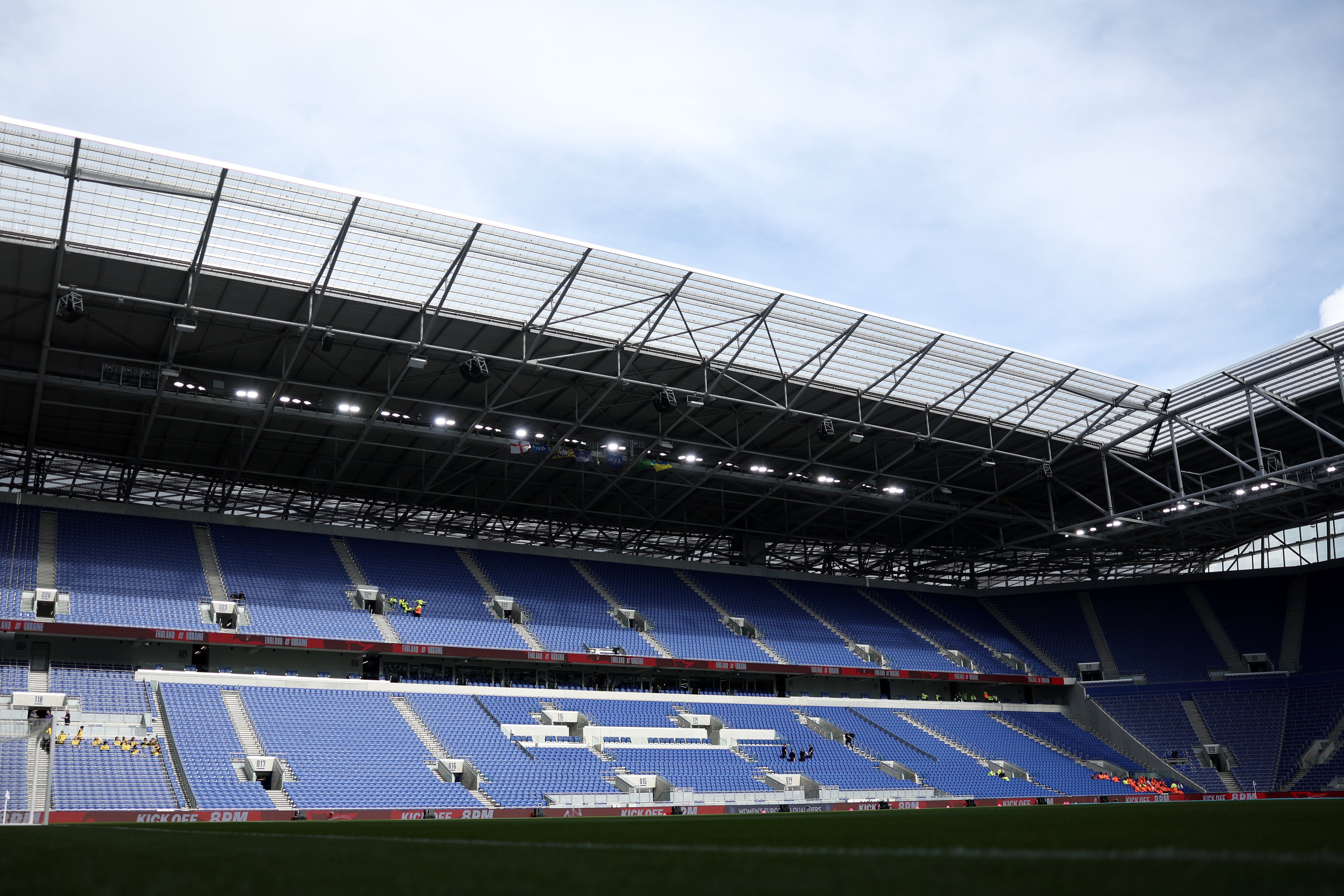 LIVERPOOL, ENGLAND - JUNE 09: General view inside the stadium prior to the FIFA Women&amp;apos;s World Cup 2027 Qualifier match between England and Ukraine at Everton Stadium on June 09, 2026 in Liverpool, England. (Photo by Naomi Baker - The FA/The FA via Getty Images)