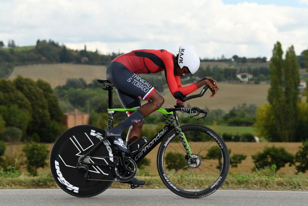 IMOLA ITALY SEPTEMBER 24 Teniel Campbell of Trinidad And Tobago during the 93rd UCI Road World Championships 2020 Women Elite Individual Time Trial a 317km stage from Imola to Imola ITT ImolaEr2020 Imola2020 on September 24 2020 in Imola Italy Photo by Tim de WaeleGetty Images