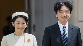 Crown Prince Akishino and Crown Princess Kiko during the official welcome ceremony at the Presidential Palace