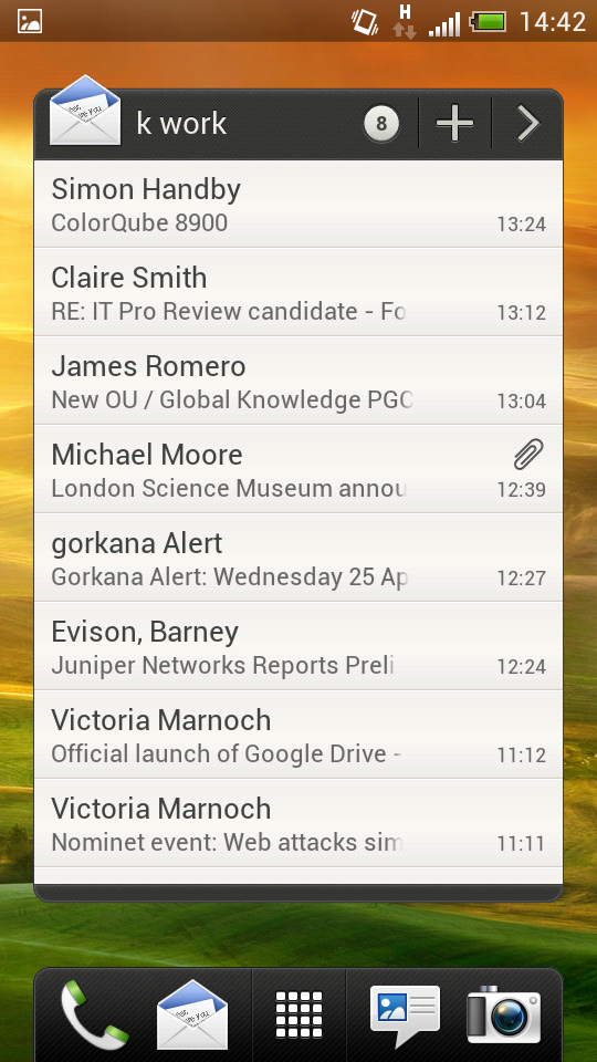HTC One S - email widget