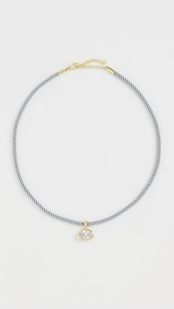 Bezel Charm &amp;amp; Colored Rope Necklace - Gold