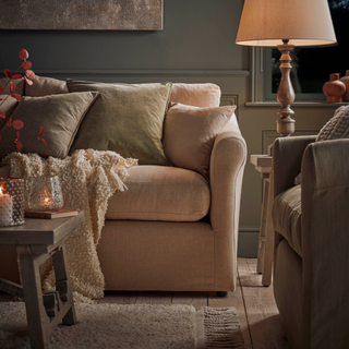 cosy living room with textured throw on sofa