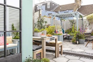 garden styled by Maxine Brady with pergola