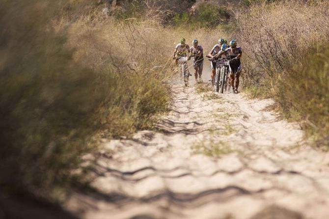 The front riders deal with the sand