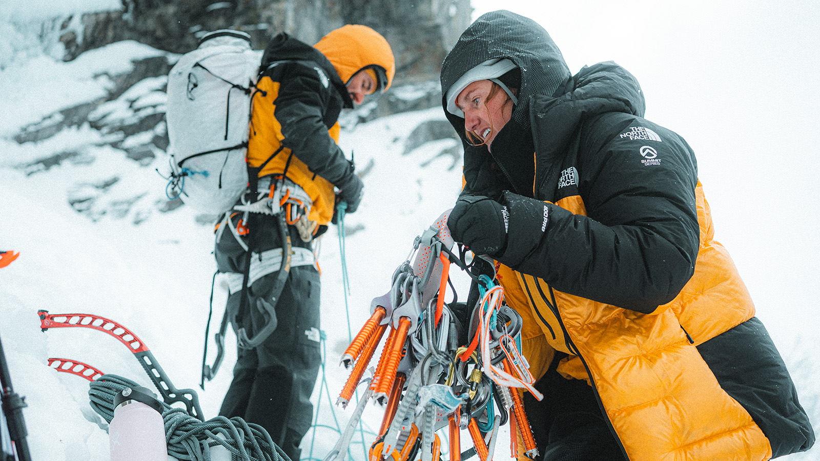 The North Face Summit Alpine gear worn by mountaineers