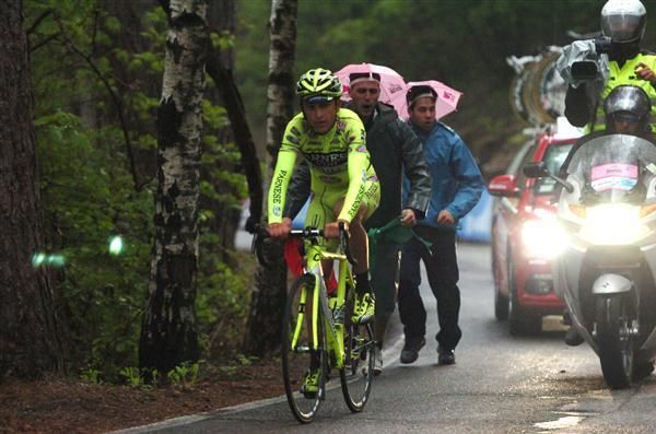 Rabottini in the middle of his solo burst on stage 15 at the Giro d'Italia